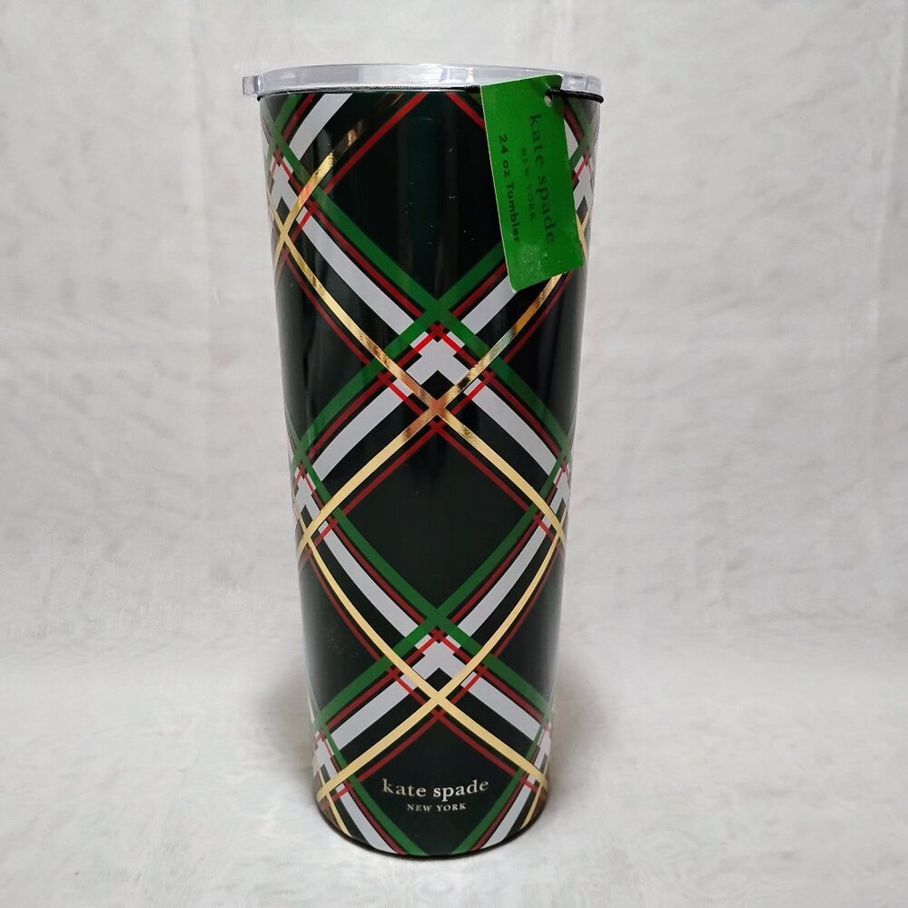Kate Spade New York SPRUCE 🎄🎄 Plaid Stainnless Tumbler, NWT